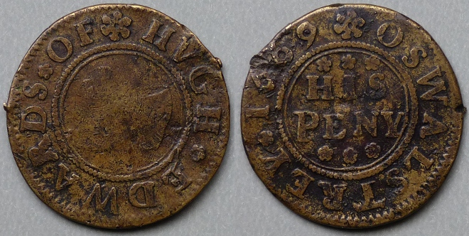Oswestry, Hugh Edwards 1669 penny Oswestry, Hugh Edwards 1669 penny
